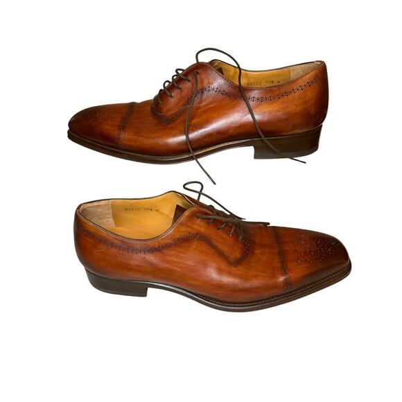 Magnanni Leyton Cap-Toe Oxford Dress Shoes Mens 10.5 Brown Cognac Leather Brogue main image 7